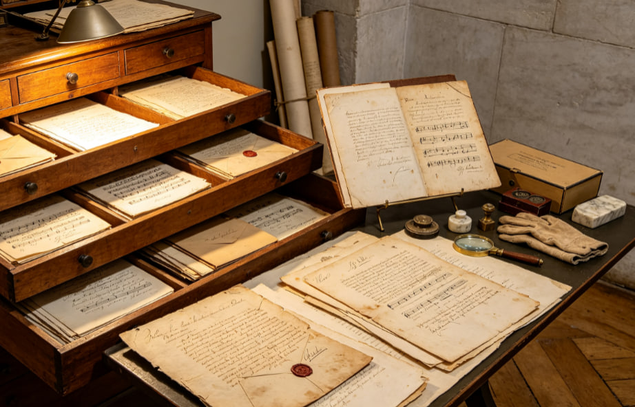 Archivio con documenti e manoscritti